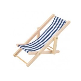 MagiDeal Sillón De Madera Raya Blanca Azul...