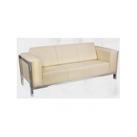 sala sofa moderna en piel y cromo 3 persona