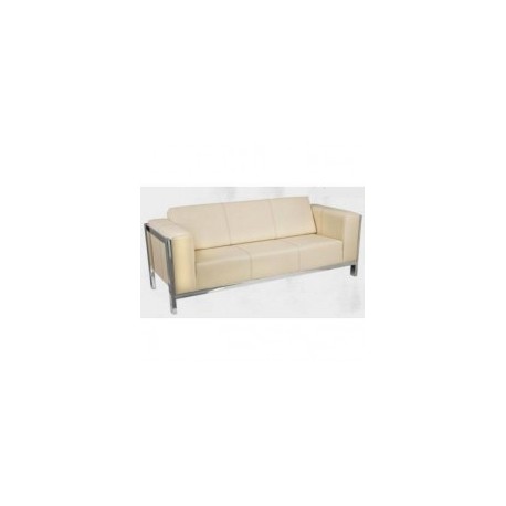 sala sofa moderna en piel y cromo 3 persona